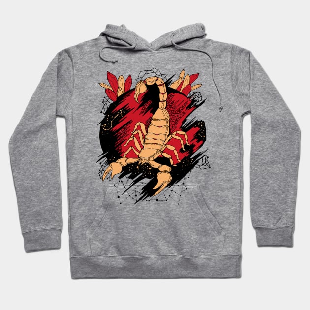Red and Cream Cosmic Scorpion Hoodie by kenallouis